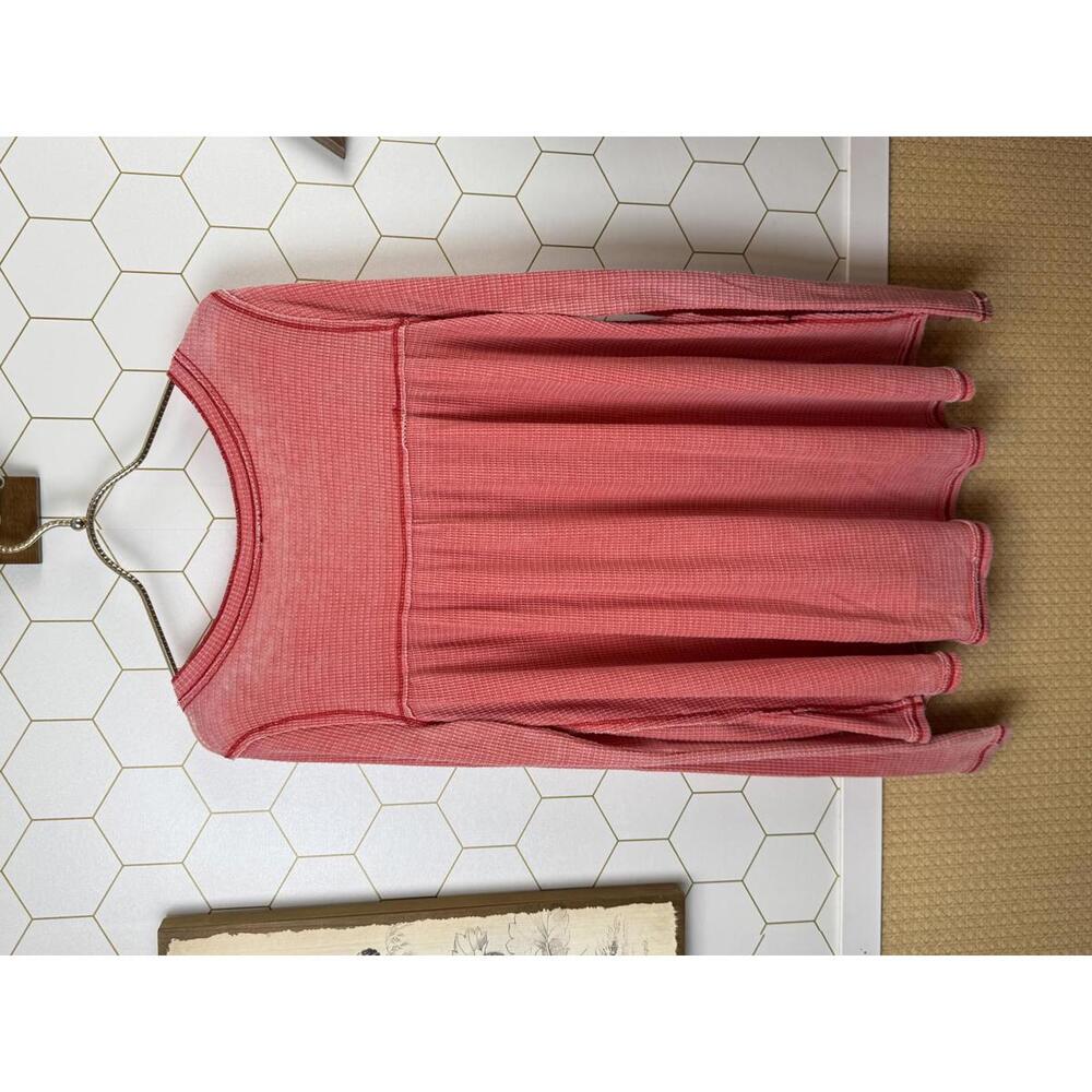 We The Free Coral Kai Thermal Scoop Neck Henley Top - Size - Small - Picture 3 of 6